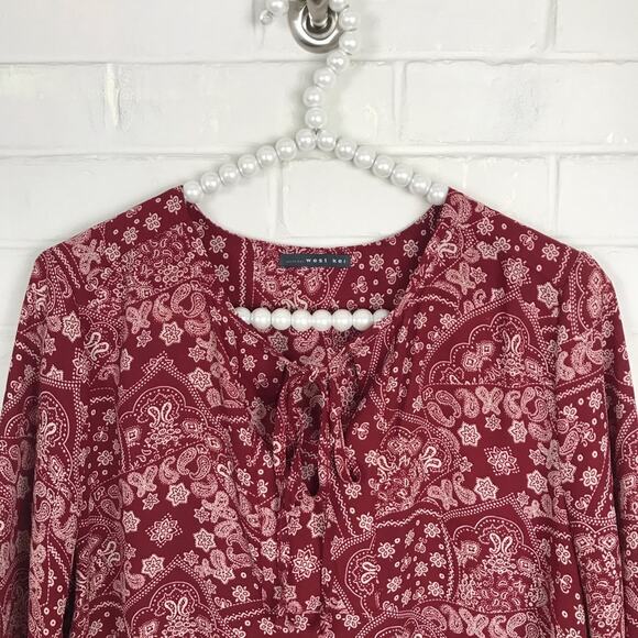 West Kei Nordstrom Red Bandana Boho Print Blouse Size S - Picture 3 of 9